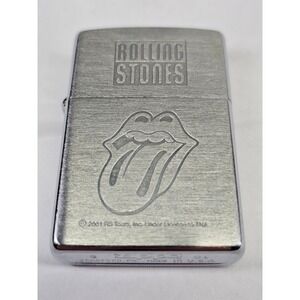 Zippo Rolling Stones Lighter Unisex OS Silver Good 2001 Brushed Chrome G 01